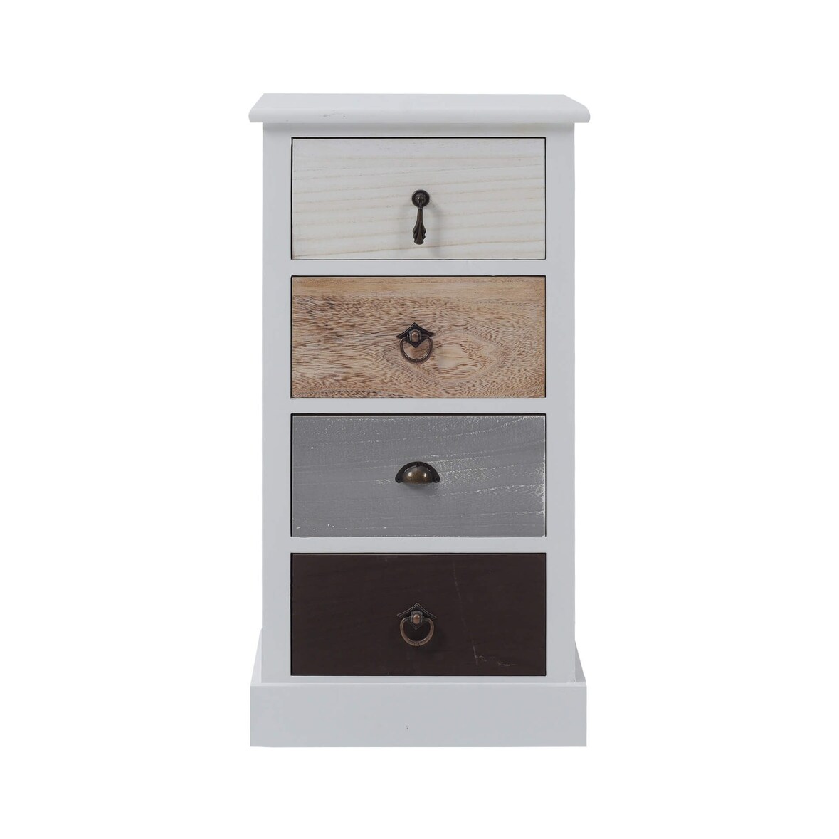 Rebecca Mobili Kommode im Vintage-Stil mit 4 Schubladen aus Holz, weiß und braun