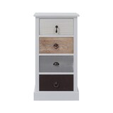 thumbnail of Rebecca Mobili Kommode im Vintage-Stil mit 4 Schubladen aus Holz, weiß und braun