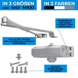 thumbnail of Türschließer Hydraulischer Torschließer Tür Tor SELBSTSCHLIEßER einstellbar MAXI 60-80kg GRAU