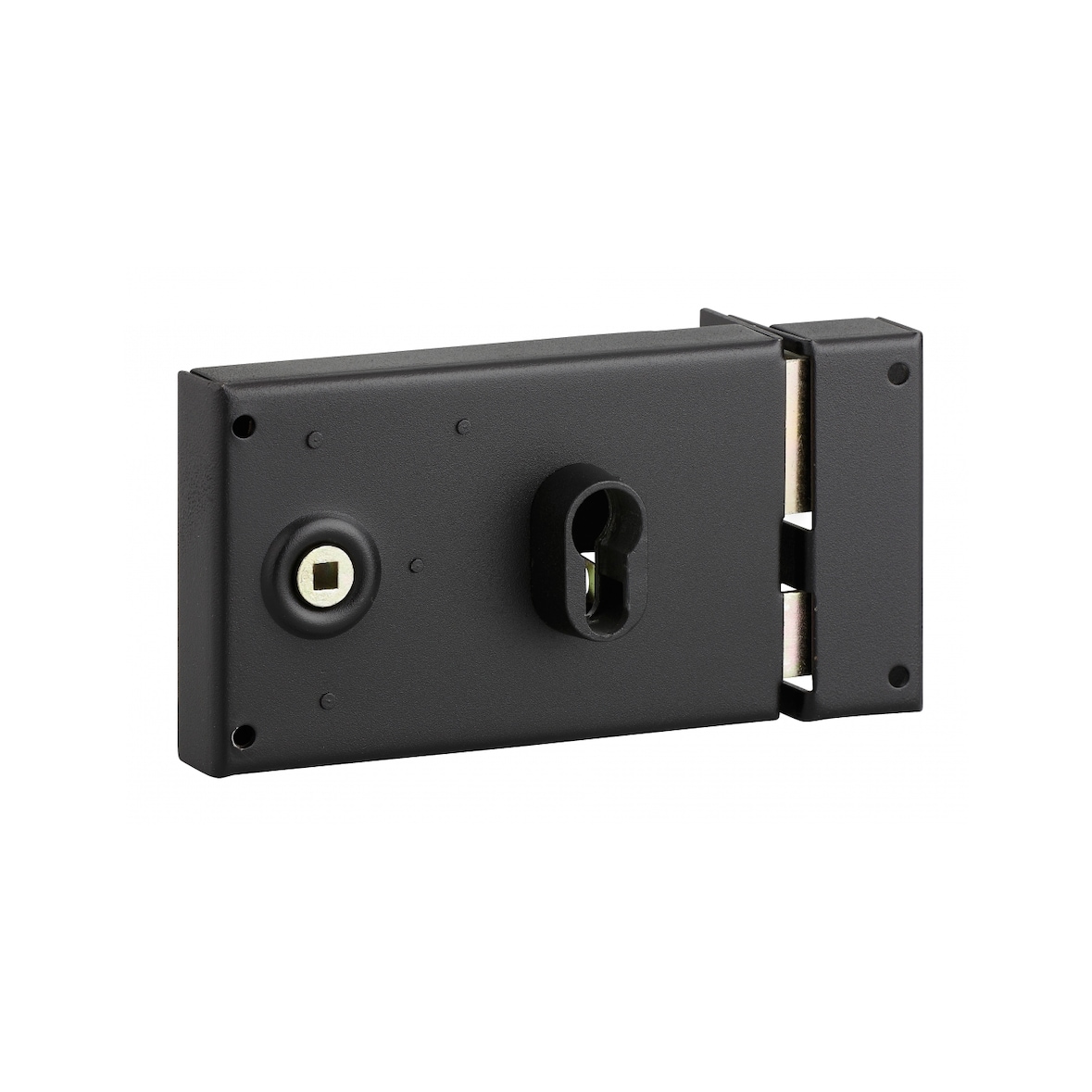 Boitier de serrure horizontale en applique double entrée à fouillot pour entrée, droite, axe 53mm, 140x88mm, noir - THIRARD