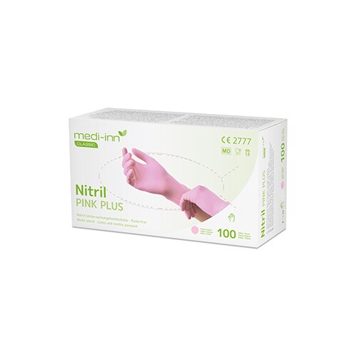 100 `Medi-Inn Classic` Handschuhe, Nitril puderfrei pink `Nitril Pink Plus` Größe XS