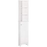 thumbnail of HOMCOM Coluna Casa de Banho com 1 Porta 3 Prateleiras Abertas e Prateleira Interior Ajustável 34x20x165cm Branco