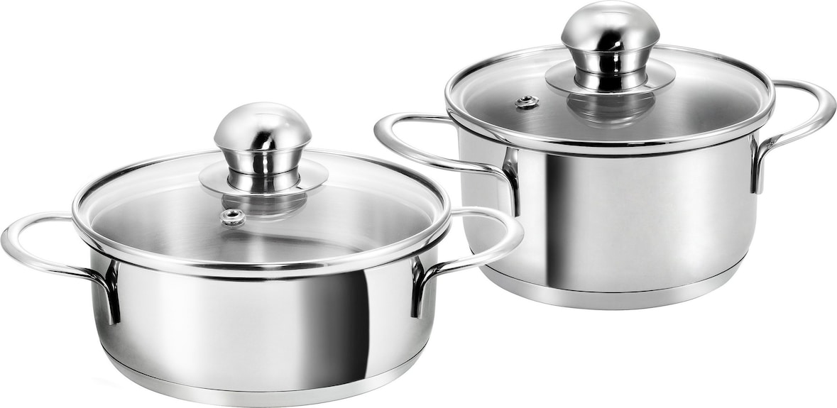 Kopf Mini Topfset Parvus (Edelstahl, 2-teilig, 12 + 14 cm, inkl. Glasdeckel, Induktion)