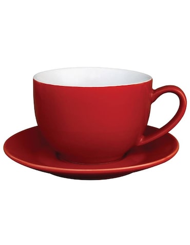 Juego de 12 tazas de cappuccino rojas de 340 ml