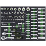 thumbnail of 6 x Werkstattwageneinlagen 520 x 400 mm bestückt mit 254 Teilen Chrom-Vanadium Werkzeug grün