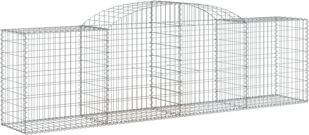 vidaXL Gabione mit Hochbogen 300x50x80/100 cm Verzinktes Eisen