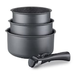 thumbnail of Batterie De Cuisine Arthur Martin Am777gm Set De 3 Casseroles - Gris Mat 16-18-20 Cm + 1 Poignée Amovible - Tous Feux Dont Indu