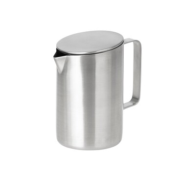 Milchkännchen mit Deckel VISTA, Durchmesser: 92 mm, Höhe: 10 mm, Inhalt: 200 ml, mit gebürsteter Oberfläche,
