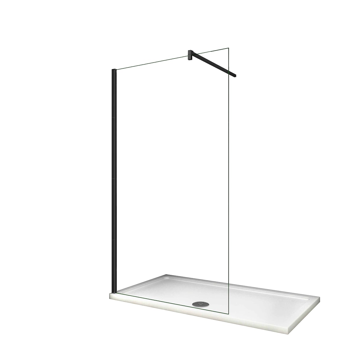 AICA Walkin Mampara Panel de ducha Vidrio Antical de 10mm con una Barra de 90cm Perfil Negro Mate Tamaño (88-90)x200cm