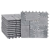 thumbnail of Steentegel HWC-K70, vloertegel insteektegel balkon/terras natuursteen, 11x elk 30x30cm = 1m² ~ donkergrijs