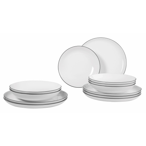 Seltmann Weiden Lido Black Line Tafelservice 12tlg.