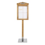thumbnail of Securit® Présentoir porte-menu LED A4 "Rustic" - Acajou - Ensemble complet avec pied + socle - 4 vues - Fin de série