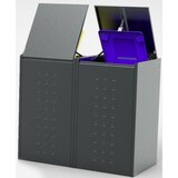 thumbnail of Mülltonnenbox BOXXI mit Kippdeckel 2x240L, Aluminium in RAL-7016 Mülltonnenhaus, Mülltonnenverkleidung