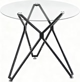 thumbnail of Esstisch rund Glas Schwarz 90x90x78  mit Hartglasplatte Metallbeinen verstellbaren Füßen, platzsparend für Küche Esszimmer Wohnzimmer