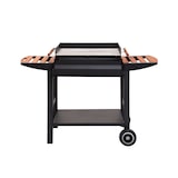 thumbnail of Tarrington House Barbecue a carbone Gouette, acciaio / legno, 130 x 56 x 90 cm, con 2 tavolini laterali, 2 ruote, nero