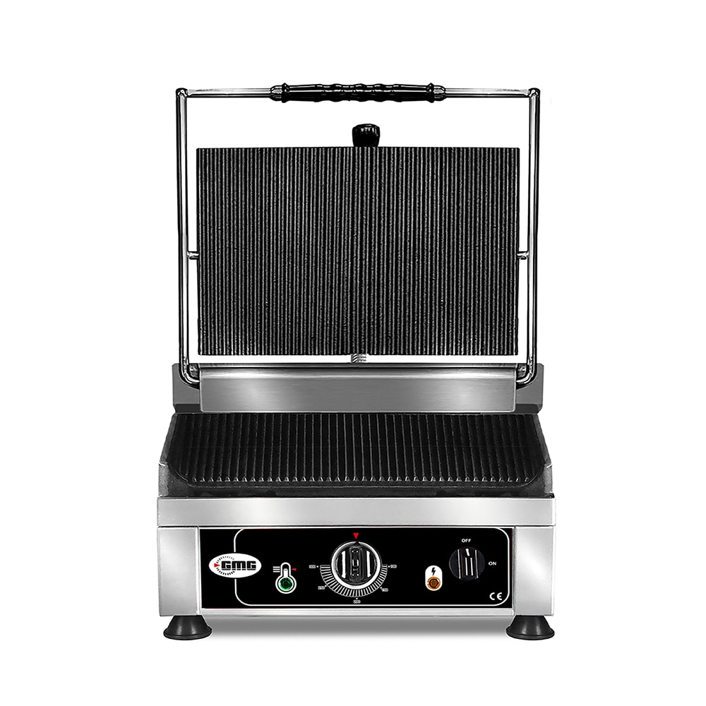 GMG - Kontaktgrill - ▲ & ▼ Gerillt - mit Grillplatten aus Gusseisen, Fettauffangschale und Temperaturregelung 50° - 300° C