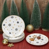 thumbnail of 6x Stars schwarz & gold Kuchenteller Steingut 6 Pers. Dessertteller Weihnachten
