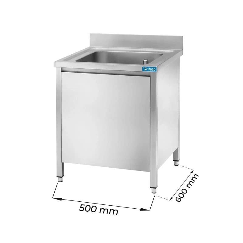 Lavello armadiato in acciaio inox con 1 vasca L500xP600xH850 mm – linea basic