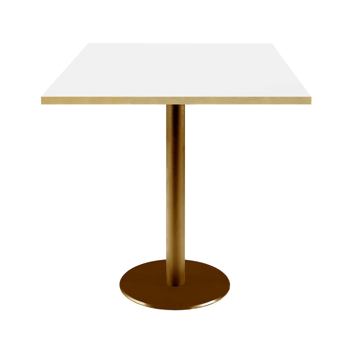 Tisch Rome goldmetallic 70x70cm - Modell Weiß mit messingfarbenen Kanten