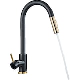 thumbnail of JANA | Grifo de cocina extensible de acero inoxidable premium dorado negro | alto Bogo alta presión giratorio 360° 2 conexiones | Grifo Gastr