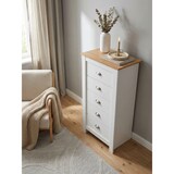 thumbnail of Sideboard mit 5 Schubladen 53x114x39 cm Kommode Weiß / Eiche Modern, Design Anrichte Hoch Schmal, Schubladenkommode