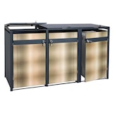 thumbnail of 3er Mülltonnenverkleidung HWC-J82, Mülltonnenbox, erweiterbar, Metall 80kg, anthrazit ~ gold