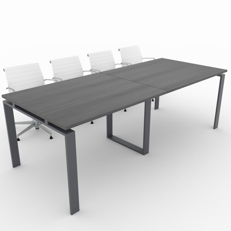 Oficit. Mesa de reuniones. Estructura metálica Marco Abierto gris grafito con tablero roble azabache. Medidas: 240x100cm (largo x ancho)