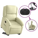 thumbnail of vidaXL Massagesessel mit Aufstehhilfe Creme Echtleder