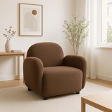 thumbnail of Sillón HWC-P33, sillón lounge/relax/cocktail Sillón tapizado, tela/textil chenilla (330 g/m²) Oeko-Tex ~ marrón