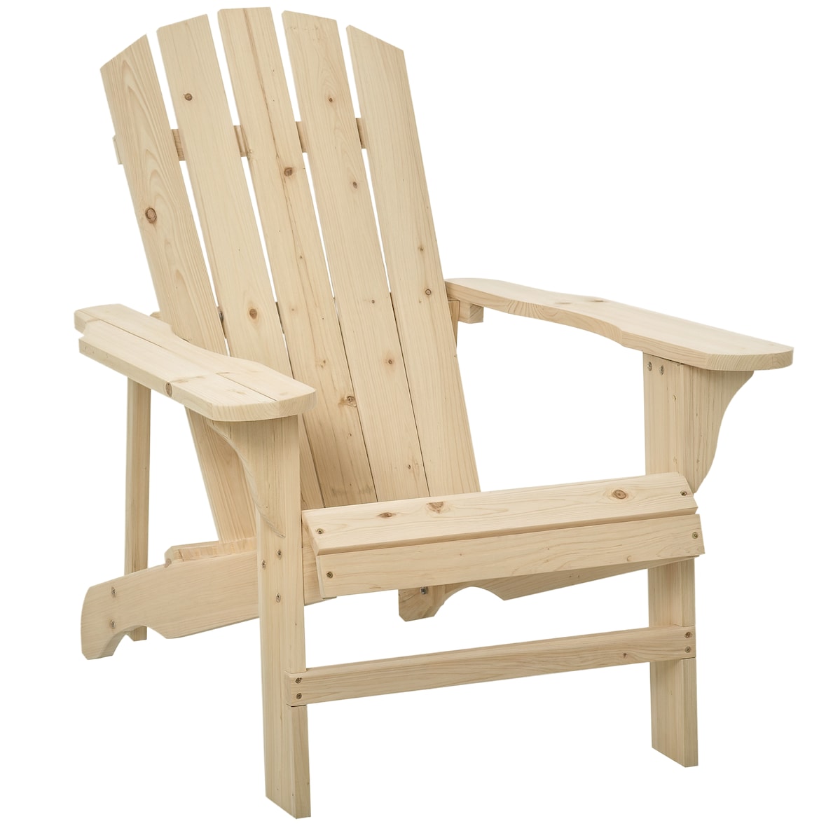 Outsunny silla Adirondack de madera silla de jardín con asiento extra ancho carga 150kg para patio terraza balcón 78x89x88cm natural