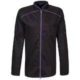 thumbnail of 220 - Kochjacke langarm, 2-wege RV, Fb. schwarz mit farbiger Paspel : purple 65% Polyester 35%Baumwolle 220 g/m² 3XL