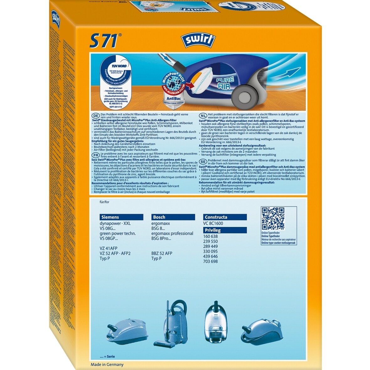Staubsaugerbeutel S 71 mit MicroporPlus-Filter VE=4 Stück