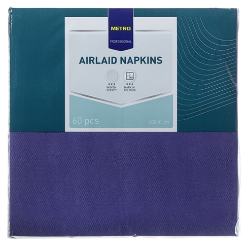 METRO PROFESSIONAL Airlaid Servietten, 40 x 40 cm, 1/4 Falz, 4-lagig, lila, 60 Stück