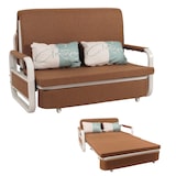 thumbnail of Schlafsofa HWC-M83, Schlafcouch Couch Sofa, Schlaffunktion Bettkasten Liegefläche, 130x185cm ~ Stoff/Textil braun