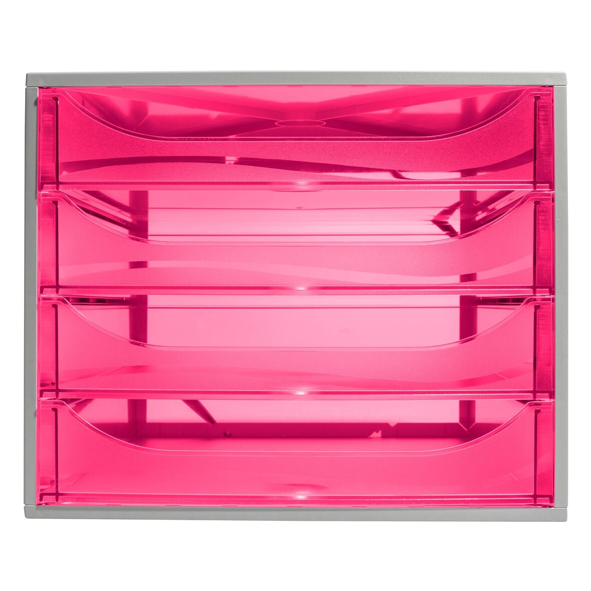 Exacompta 228654D 1x ECOBOX ladenbox met 4 laden voor DIN A4+ documenten, grijs-framboos