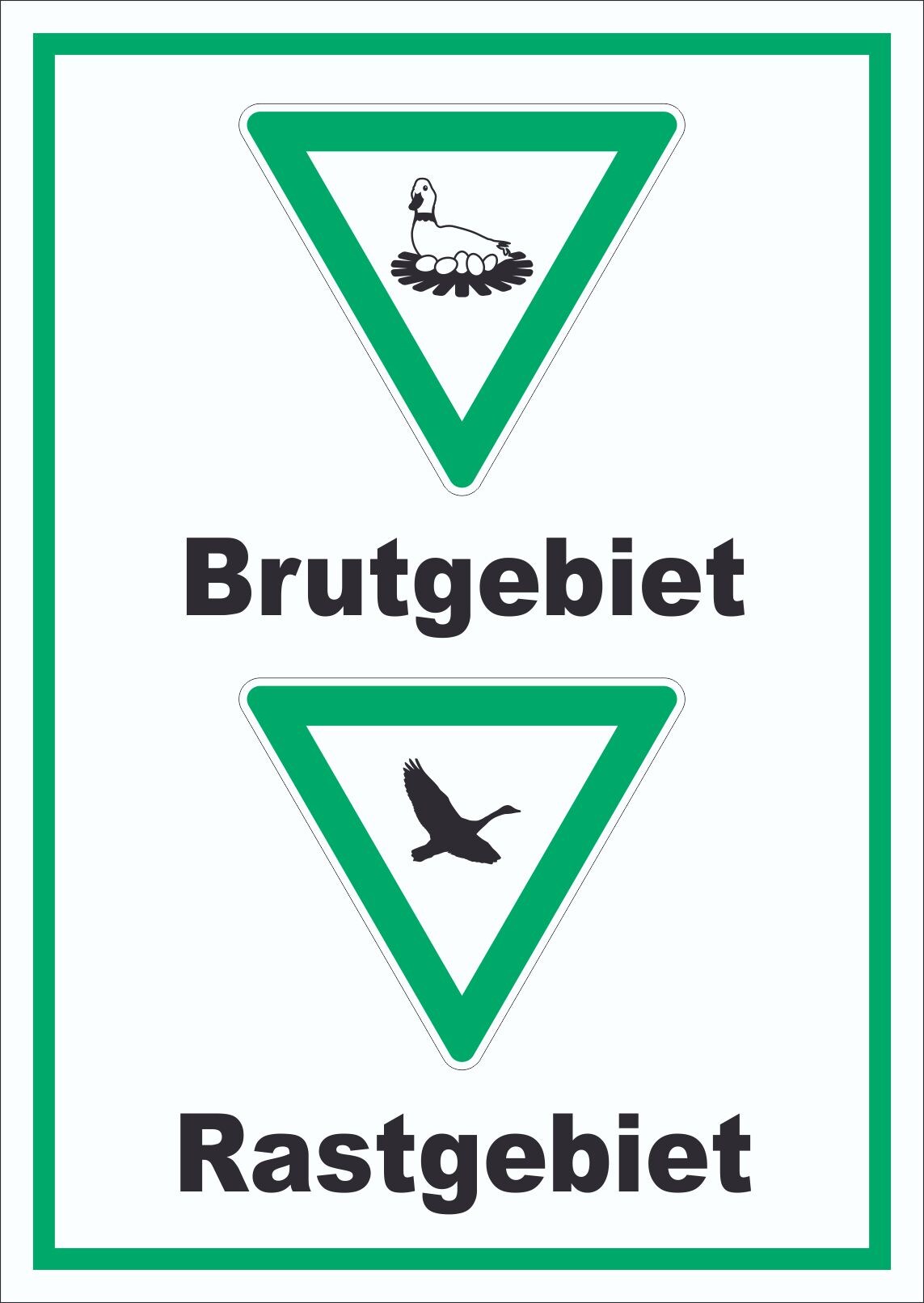Brut- und Rastgebiet hochkant Schild A6 Rückseite selbstklebend