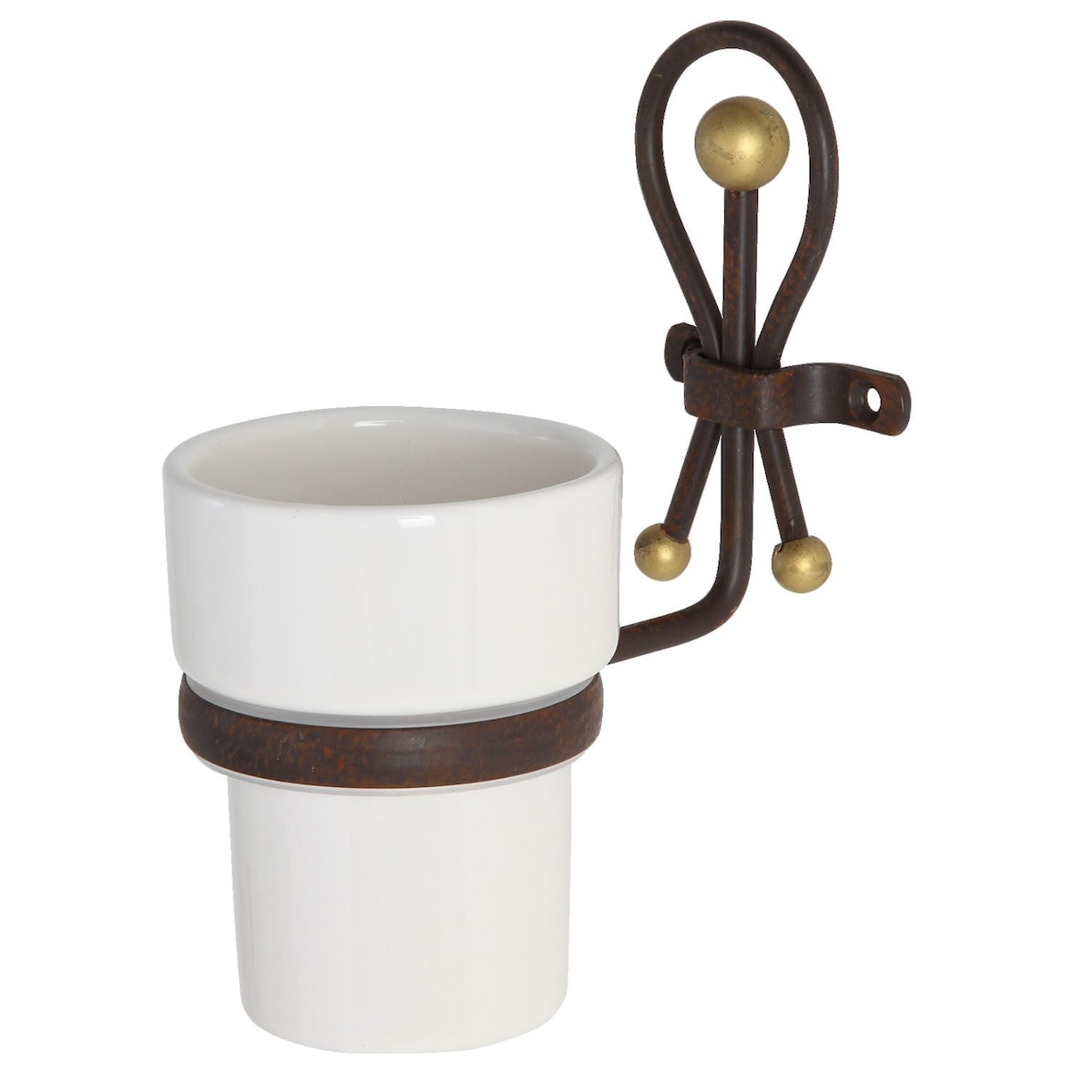 Portaspazzolino in ceramica e ferro battuto Golden Rust