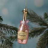 thumbnail of Weihnachtsbaumschmuck CHAMPANGER Flasche Glas inkl. Aufhänger lustig rosa