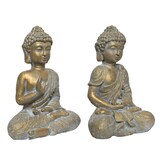 thumbnail of 1 Buddha Figur 15x21x31cm Kunststein Buddhismus Dekofigur Buddhafigur Dekoration Gartenfigur Gartendeko Gold