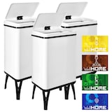 thumbnail of WellHome - Conjunto de 3 Caixotes do lixo Inteligentes 40L cor Branco com Etiquetas Magnéticas 35,5x36x71,5 cm