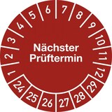 thumbnail of Dreifke® Prüfplakette Nächster Prüftermin 2024 - 2029, Folie, Ø 20 mm, 10 Stück/Bogen