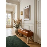 thumbnail of Sportlicher Sitzhocker, Braun, Leder, Mango-Holz - Modern & Stabil. 90x30x43 cm | Kadima Design