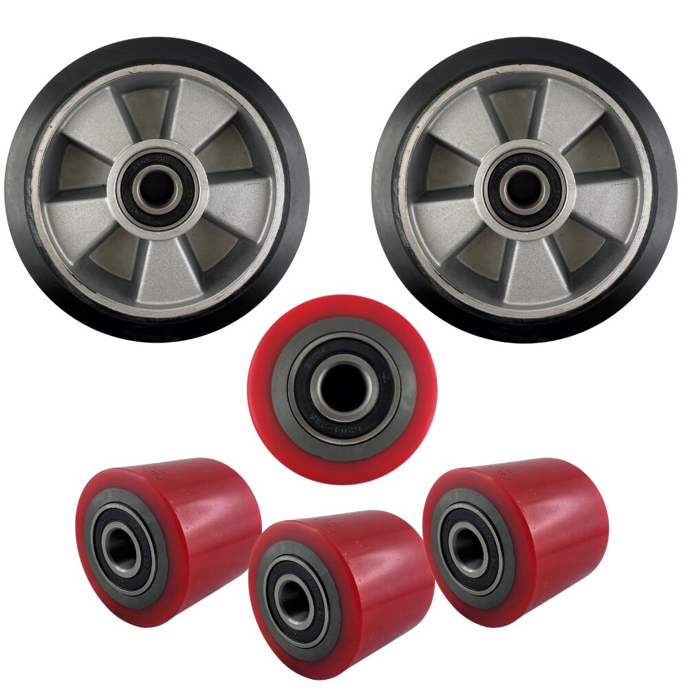 Hubwagen Räder & Rollen Satz Gummi/Polyurethan Tandem 2 Räder 4 Rollen