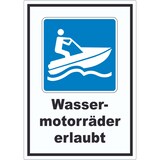 thumbnail of Jetski fahren erlaubt Symbol und Text Aufkleber A5 (148x210mm)