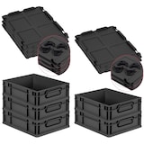 thumbnail of PROREGAL SparSet 5x Eurobox NextGen Color mit Auflagedeckel & Verschlüsse, HxBxT 12x30x40cm, 11L, Schwarz, Griffe schwarz zu, Eurobehälter