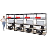 thumbnail of PROREGAL 4x Schwerlastregal Tiger | HxBxT 180x100x60cm | Fachlast 265kg | Schwarz | Garagenregal, Lagerregal, Steckregal, Kellerregal, Werkstattregal