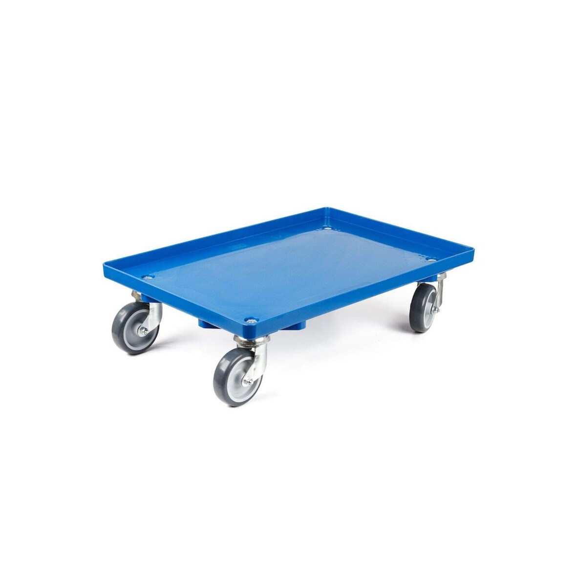PROREGAL Transportroller für Euroboxen 60x40cm mit Gummiräder blau | Geschlossenes Deck | 2 Lenkrollen & 2 Bockrollen | Traglast 300kg