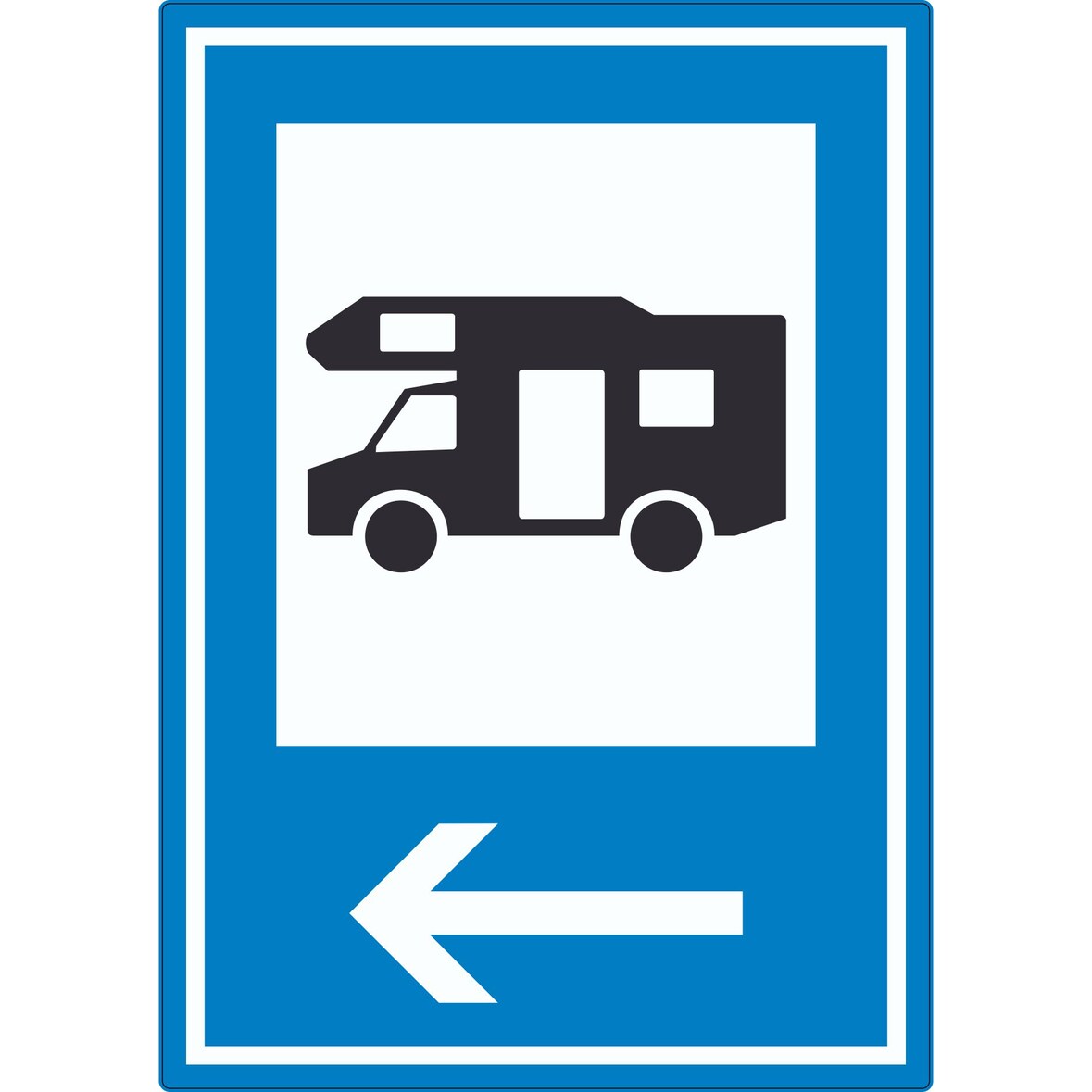 Campingplatz Wohnmobil Aufkleber mit Pfeil links A0 (841x1189mm)
