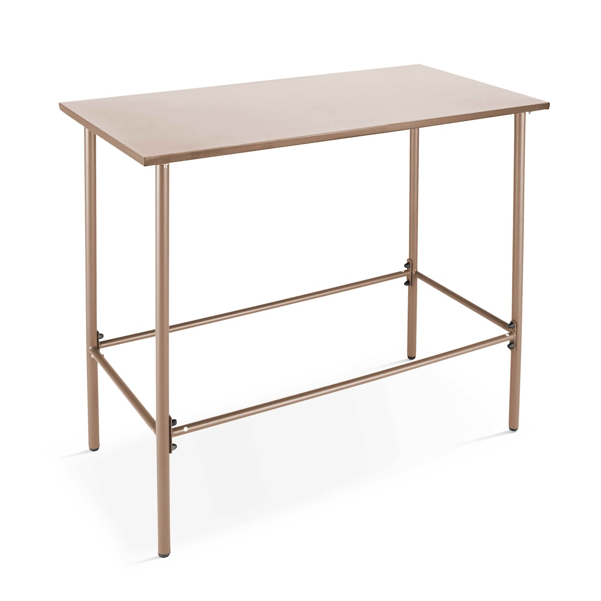 Table haute à manger en métal taupe 120 cm