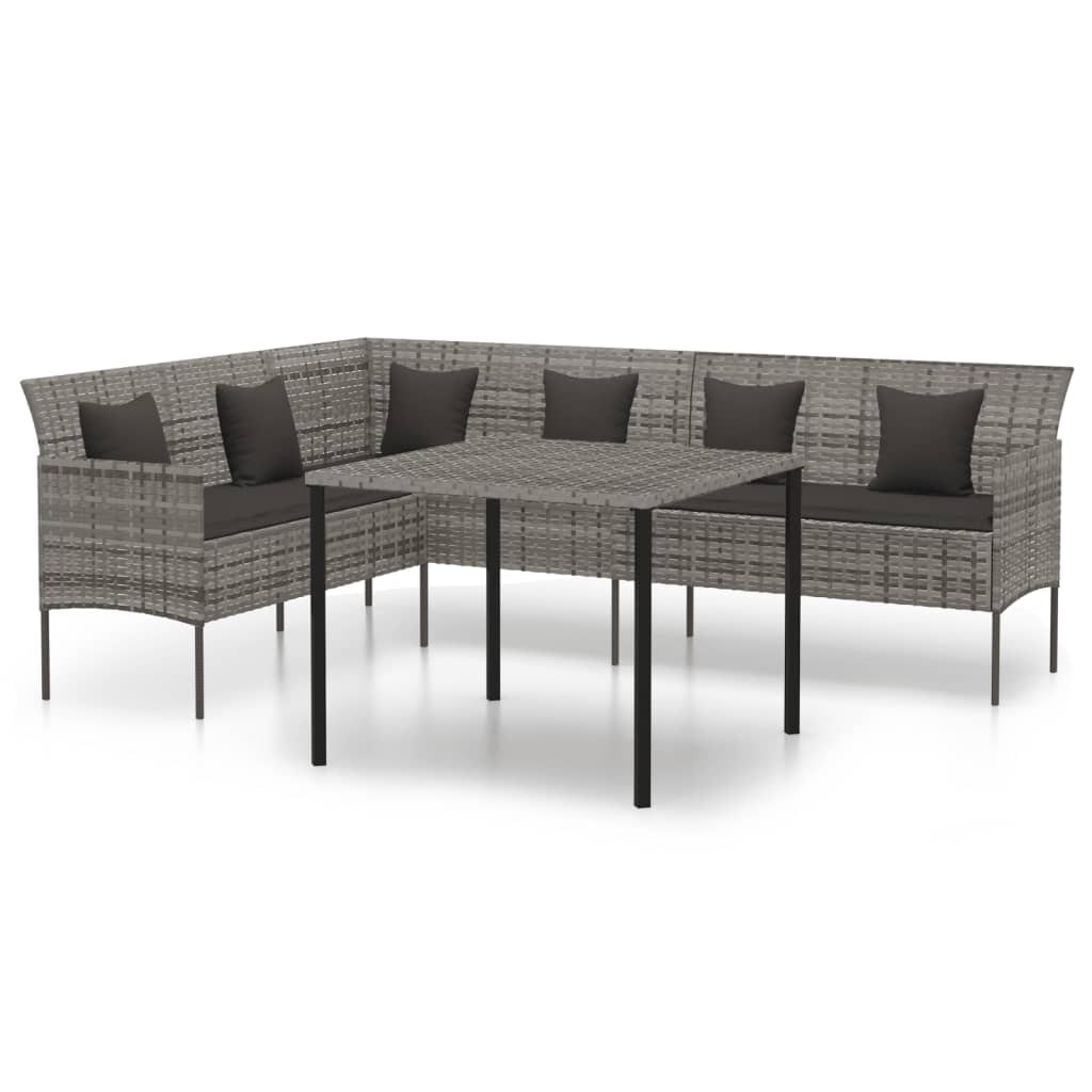 vidaXL 2-delige Tuinset met kussens poly rattan grijs